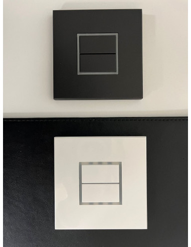 2 boutons avec les deux version, blanche et noire