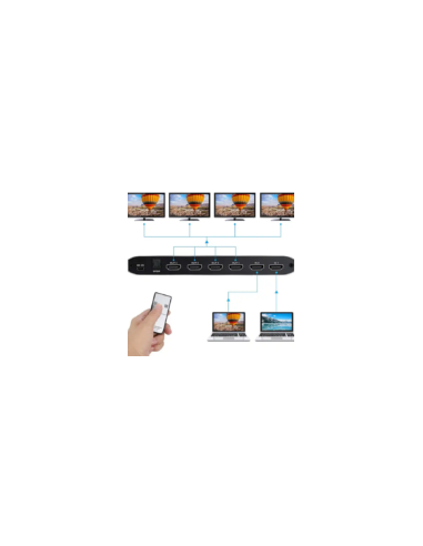 Switcher - Splitter 2:4 EZtek | HDMI 2.0 avec extraction audio - Vidéotek