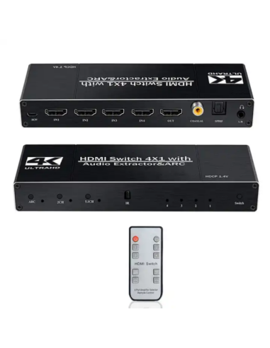 Switcher auto 4:1 EZtek | HDMI 2.0 avec extraction audio - Vidéotek