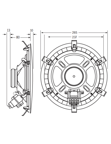 Enceinte plafonnier 100V 15W Ø246mm | Montage par clips