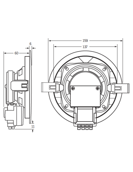 Enceinte plafonnier 100V 5W Ø140mm | Installation plafond