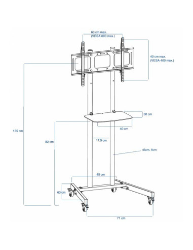 Support mobile 135 cm – Support TV / Écran mobile